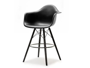 Дизайнський барний стілець hoker із пластику та дерева eps wood 2 чорний