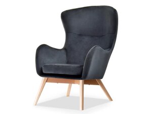 Ексклюзивне велюрове крісло luka на дерев'яних ніжках, графітовий бук, для відпочинку