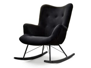 Елегантне крісло-гойдалка lauren earling, чорний оксамит і чорні лазки для вітальні