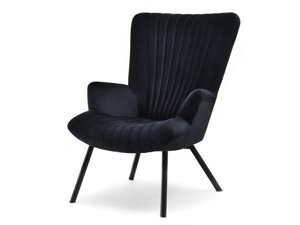 Елегантне крісло lanza чорне для вітальні, оббивка велюр, на металевих ніжках