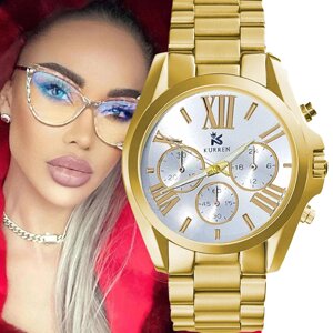 Елегантний жіночий годинник kurren золото, сталь, 38 мм — розкіш і класика в одному ZEGARKI_wks