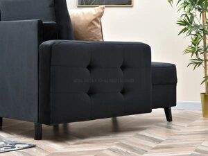 Елегантний aura чорний кутовий диван диван зі стьобаним оксамитом із контейнером