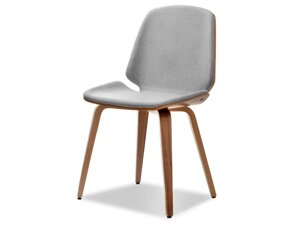 Елегантний вигнутий дерев'яний стілець із м'якою оббивкою для столової вінс горіх — сірий