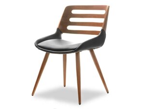 Елегантний вигнутий стілець для їдальні або вітальні, дерев'яний, екошкіра канзас
