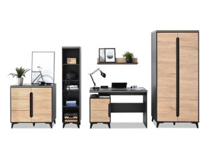 Елегантний комплект офісних меблів жаворонок 5 ясен + графіт зі столом і дводверною шафою