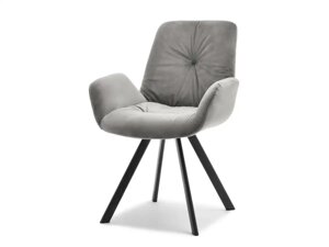Елегантний обідній стілець casil, сірий велюр, з підлокітниками на чорних металевих ніжках