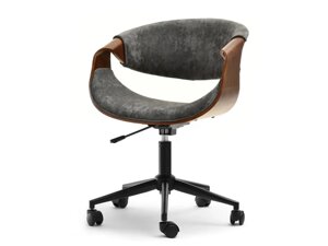 Елегантний поворотний офісний стілець rapid сірий горіх дерев'яна чорна ніжка столу