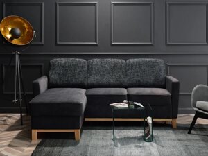 Елегантний складаний кутовий диван для невеликої вітальні берген графіт зі стільцем на дубових ніжках
