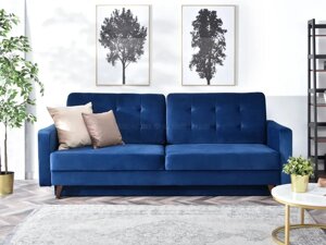 Елегантний стьобаний диван аура темно-синій оксамитовий диван-ліжко з шухлядою для зберігання