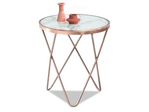 Елегантний стіл із високоякісною амаміновою міддю з металу та скла, білий мармур