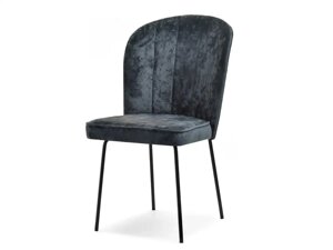 Елегантний стілець olta, графіт, пухнастий велюр, на чорних металевих ніжках