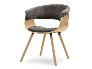 Елегантний велюровий стілець для вітальні дуб — коричневий дерев'яний із підлокітниками