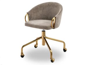 Елегантний обертовий офісний стілець clara, пісок, золота основа