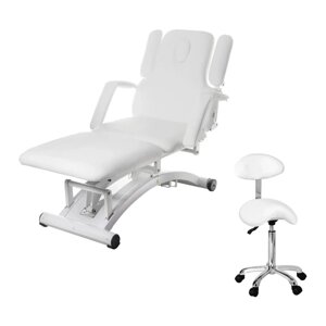Електричне божественне масажне ліжко - біле + розслаблююче сідлове крісло зі спиною - біле physa