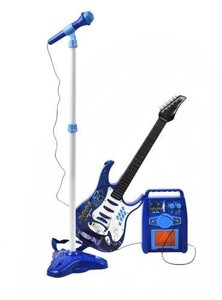 Електрогітара + мікрофон + синій підсилювач