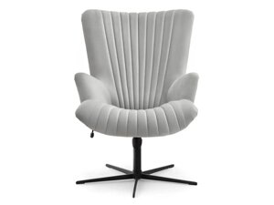 Esla світло-сірий вархатний обертовий стілець на чорній ніжці