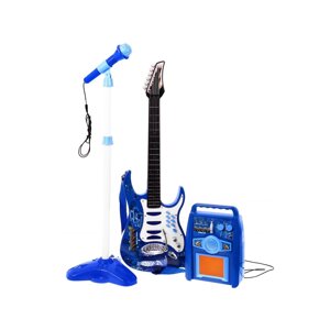 Гітара з аксесуарами для дітей 6+ Синій музичний набір Підсилювач + Мікрофон