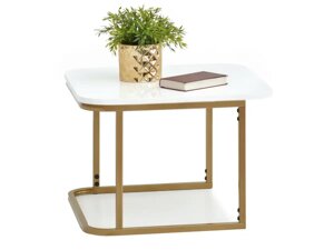 Glamour iriga xl білий журнальний столик із золотою ніжкою для вітальні