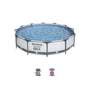 Каркасний басейн Steel Pro MAX 366x76, круглий, 12 футів BESTWAY 3 в 1 + фільтр для насоса