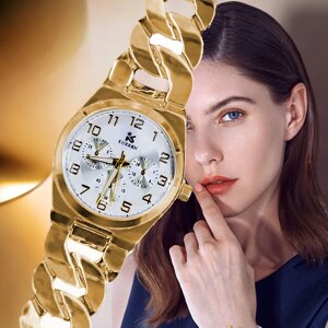 Класичний жіночий годинник із великим золотим браслетом ZEGARKI_wks ZF-7828