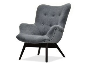 Класичне flori графітове крісло з м'якою оббивкою на чорних дерев'яних ніжках для вітальні