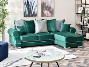 Комфортний диван tosca зелений кутовий з подушками, тип l, складаний