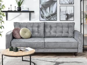 Комфортний розкладний диван lavia сірий, оббитий тканиною та стьобаними подушками