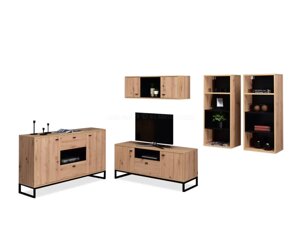Комплект меблів для вітальні puro 2 дуб — чорний із шафою для телевізора та комодом