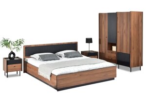Комплект меблів для спальні, з шафою та ліжком puerto 6 з горіха