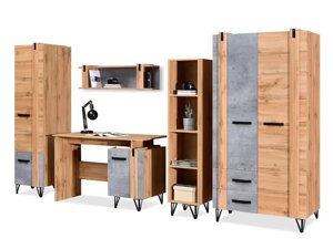 Комплект офісних меблів soho 4 oak loft — бетон із комодом і столом