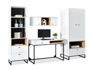 Комплект сучасних офісних меблів puro 3 білий — дуб зі столом і шафою