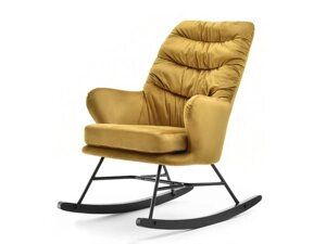 Крісло-гойдалка lusso gold з оксамитовою оббивкою на чорних лазках для вітальні