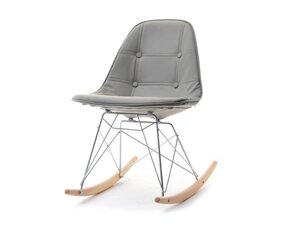 Крісло-гойдалка з м'якою оббивкою зі стьобаної екошкіри mpc roc tap grey