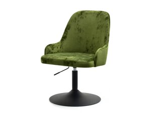 Крісло обертове крісло mio ring, зелений велюр, на чорній ніжці