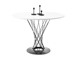 Круглий дизайнський стіл для їдальні або вітальні торнадо, білий і чорний