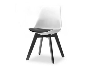 Кухонний стілець із пластику на чорній основі luis wood білий і чорний