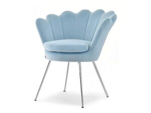 Праска крісло мушлі, синій велюр, зі срібними ніжками для вітальні