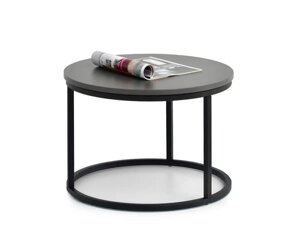 Маленький столик із круглою стільницею nero s графіт сірий із чорною рамкою