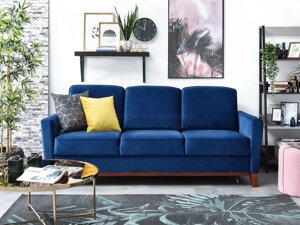 Маленький тримісний диван bergen, темно-синій оксамит