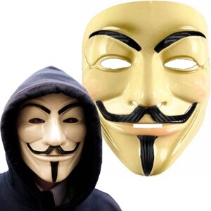 Маска Anonymous, v означає вендета — металік WKS PARTY WW-60812_KREMOWA