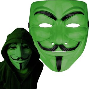Маска Anonymous, v означає вендета — металік WKS PARTY WW-60812_ZIELONA