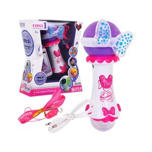 Мікрофон для караоке для дітей 3+ рожева Функція зміни голосу + підсвітка + MP3
