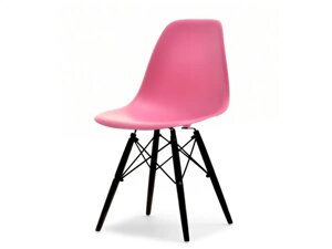 Модний mpc дерев'яний рожевий кухонний стілець із пластику на чорних дерев'яних ніжках