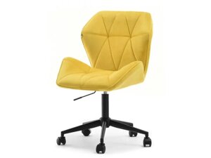 Модний офісний стілець velo, жовтий велюр, на чорній ніжці з колесами