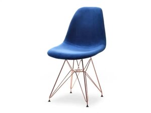 Модний стілець для столової з мідною м'якою оббивкою mpc rod tap темно-синій-мідний