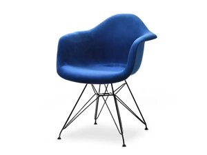 Mpa rod tap велюровий стілець із підлокітниками, темно-синій на чорній дротяній ніжці