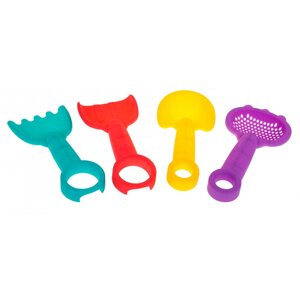 Набір іграшок для піску для дітей 3+ Різнобарвні лопатки-граблі-сито 4в1