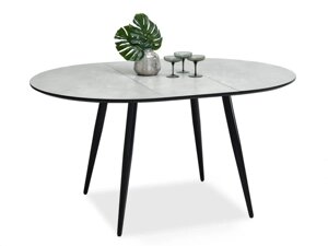 Nivala круглий розширюваний стіл, сіра мармурова стільниця, з чорними ніжками