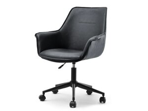 Офісний стілець loft omar чорний поворотний з відшивкою шкіри