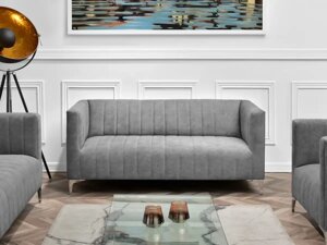 Окремий двомісний коктейльний диван roni grey з хромованими ніжками